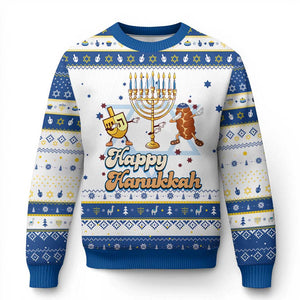 Funny Chanukkah Hanukkah Ugly Sweater Dab Dreidel Menorah Challah Gift TS12 White Royal Blue Print Your Wear