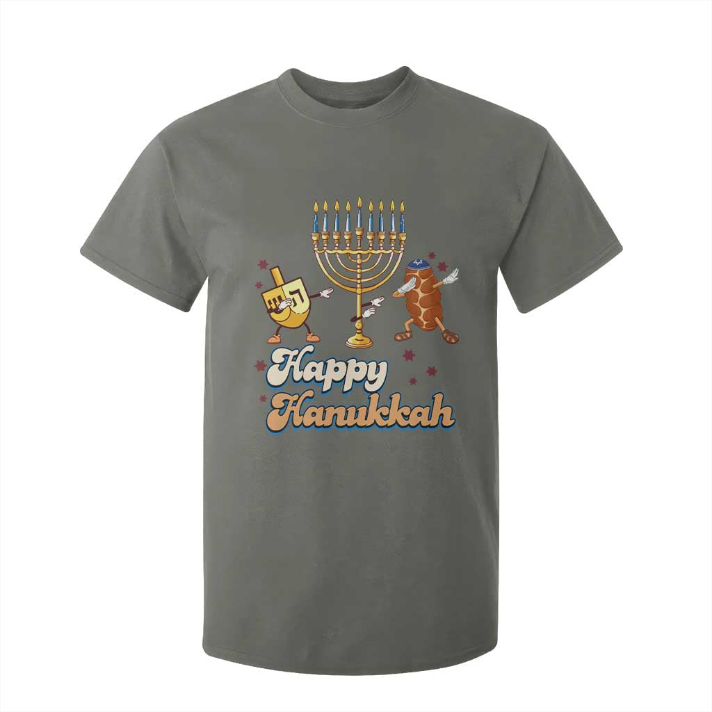 Funny Hanukkah T Shirt For Kid Dab Dreidel Menorah Challah Gift TS12 Military Green Print Your Wear