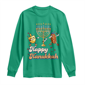 Funny Hanukkah Long Sleeve Shirt Dab Dreidel Menorah Challah Gift TS12 Irish Green Print Your Wear
