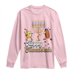 Funny Hanukkah Long Sleeve Shirt Dab Dreidel Menorah Challah Gift TS12 Light Pink Print Your Wear