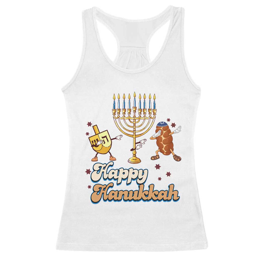Funny Hanukkah Racerback Tank Top Dab Dreidel Menorah Challah Gift TS12 White Print Your Wear