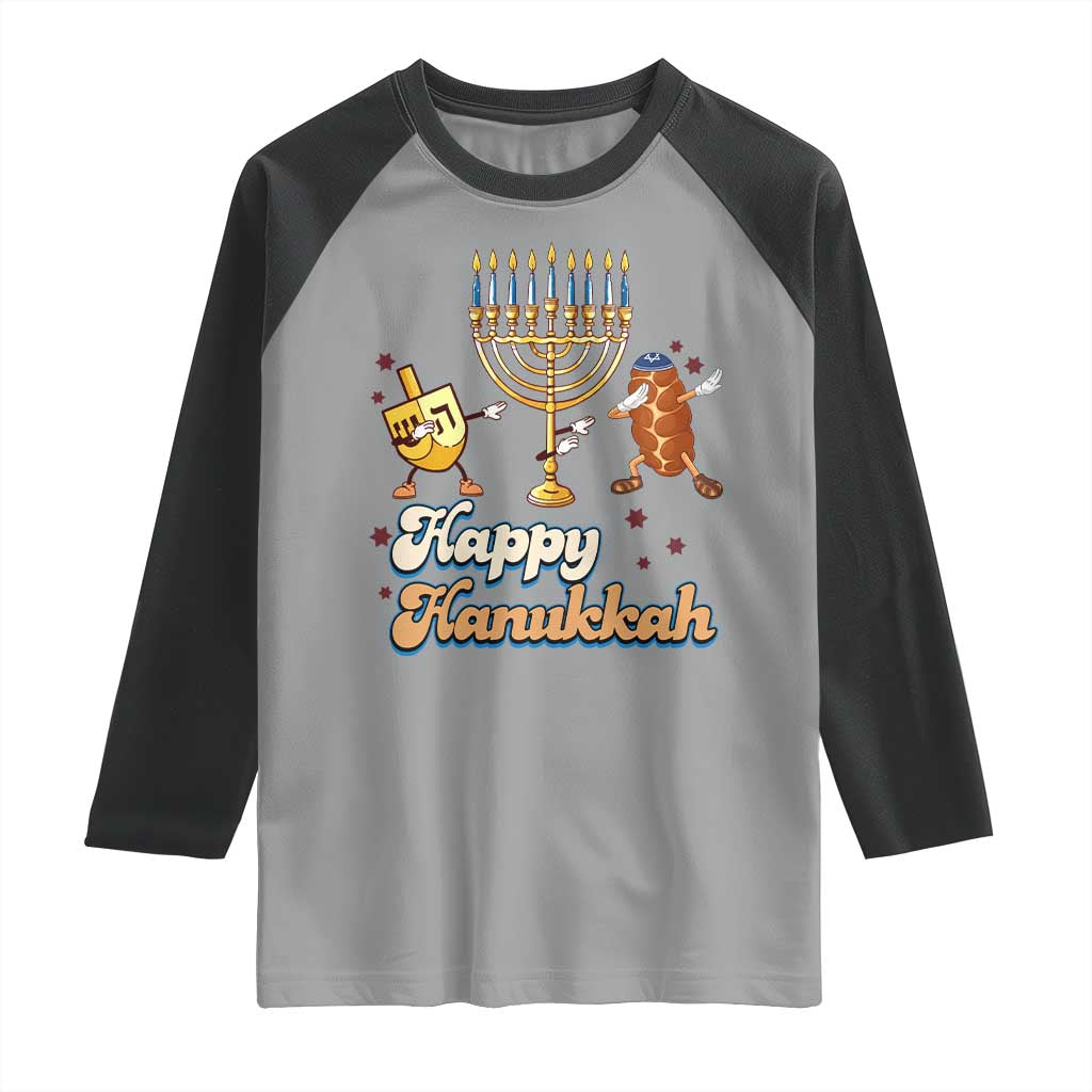 Funny Hanukkah Raglan Shirt Dab Dreidel Menorah Challah Gift TS12 Sport Gray Black Print Your Wear