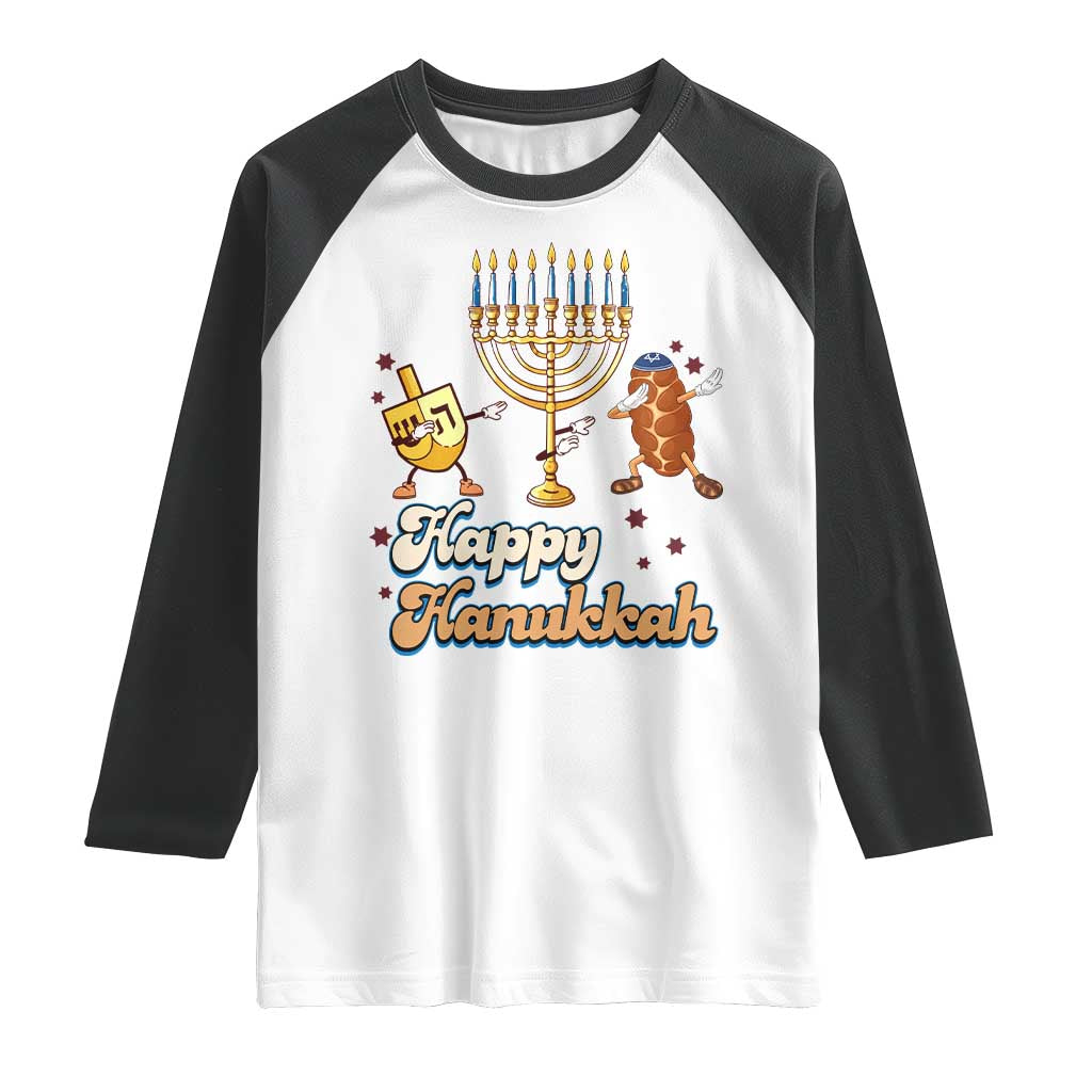 Funny Hanukkah Raglan Shirt Dab Dreidel Menorah Challah Gift TS12 White Black Print Your Wear