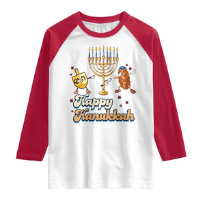 Funny Hanukkah Raglan Shirt Dab Dreidel Menorah Challah Gift TS12 White Red Print Your Wear