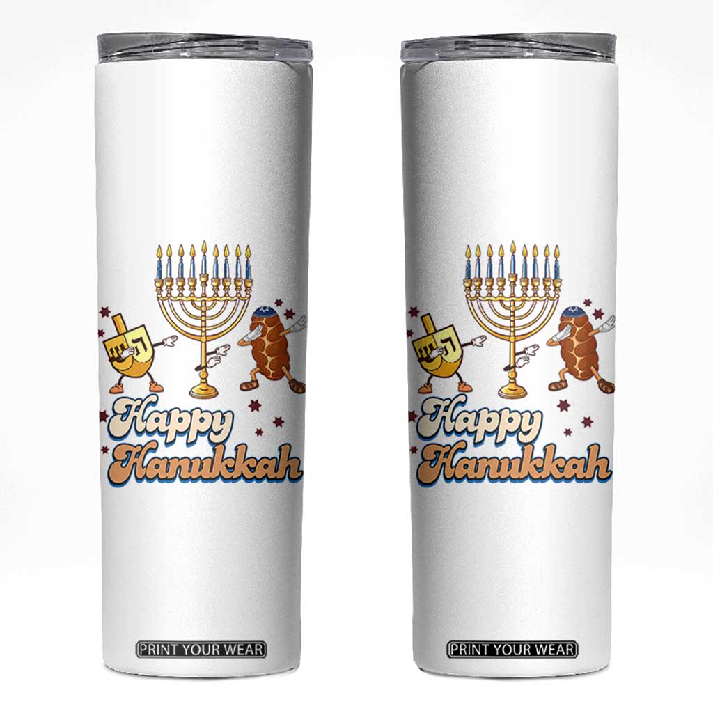 Funny Hanukkah Skinny Tumbler Dab Dreidel Menorah Challah Gift TS12 White Print Your Wear