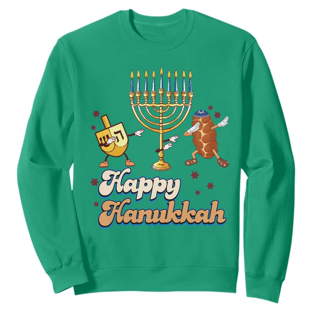Funny Hanukkah Sweatshirt Dab Dreidel Menorah Challah Gift TS12 Irish Green Print Your Wear