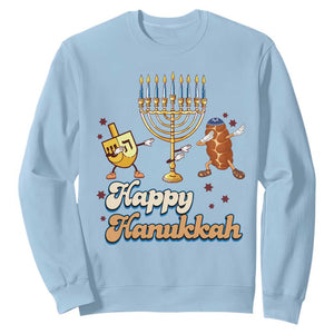 Funny Hanukkah Sweatshirt Dab Dreidel Menorah Challah Gift TS12 Light Blue Print Your Wear