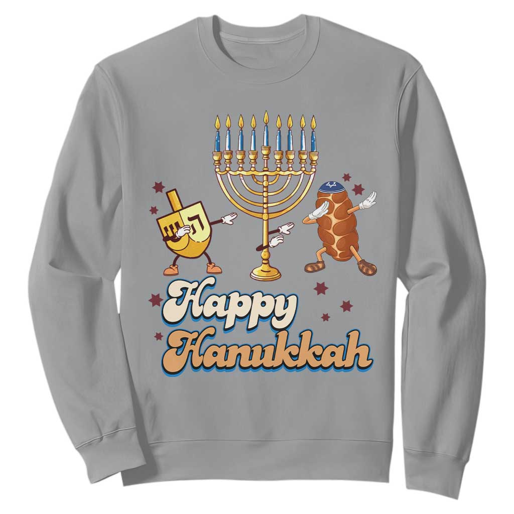 Funny Hanukkah Sweatshirt Dab Dreidel Menorah Challah Gift TS12 Sport Gray Print Your Wear