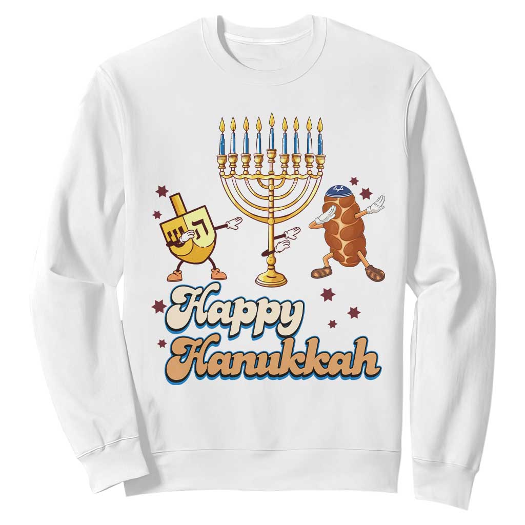 Funny Hanukkah Sweatshirt Dab Dreidel Menorah Challah Gift TS12 White Print Your Wear