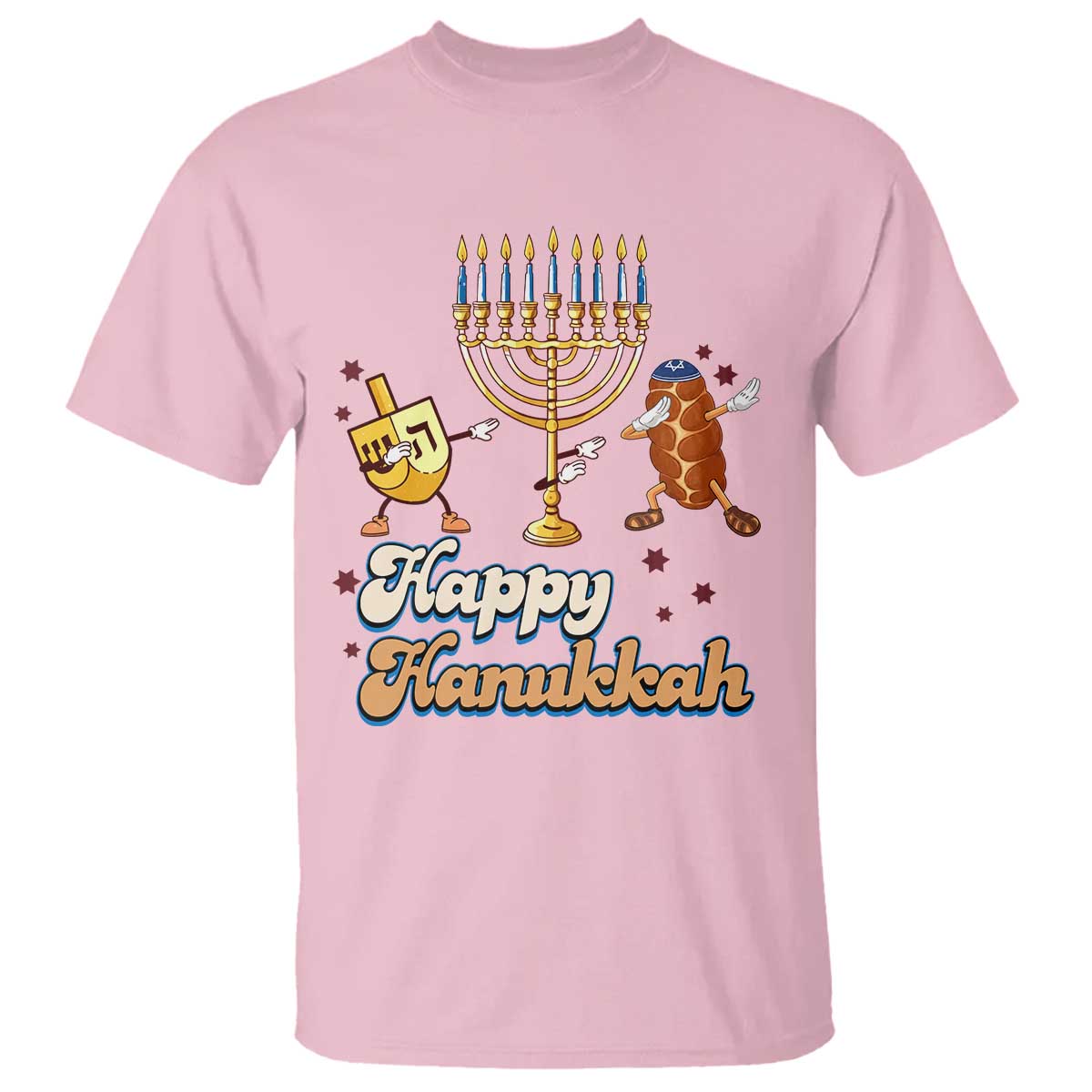 Funny Hanukkah T Shirt Dab Dreidel Menorah Challah Gift TS12 Light Pink Print Your Wear