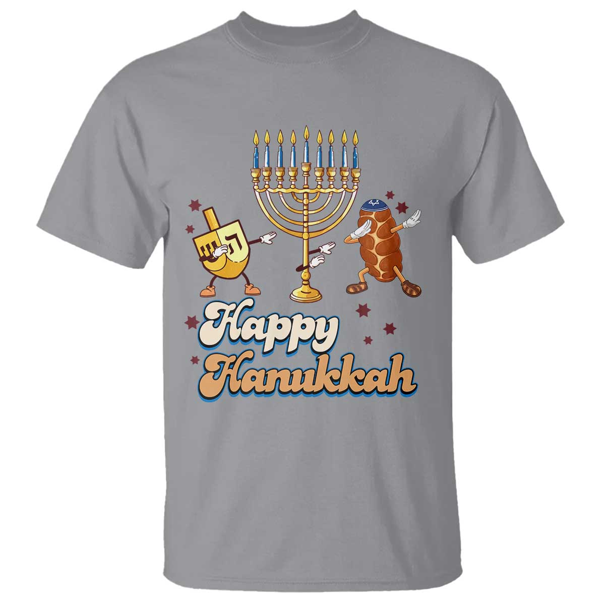 Funny Hanukkah T Shirt Dab Dreidel Menorah Challah Gift TS12 Sport Gray Print Your Wear