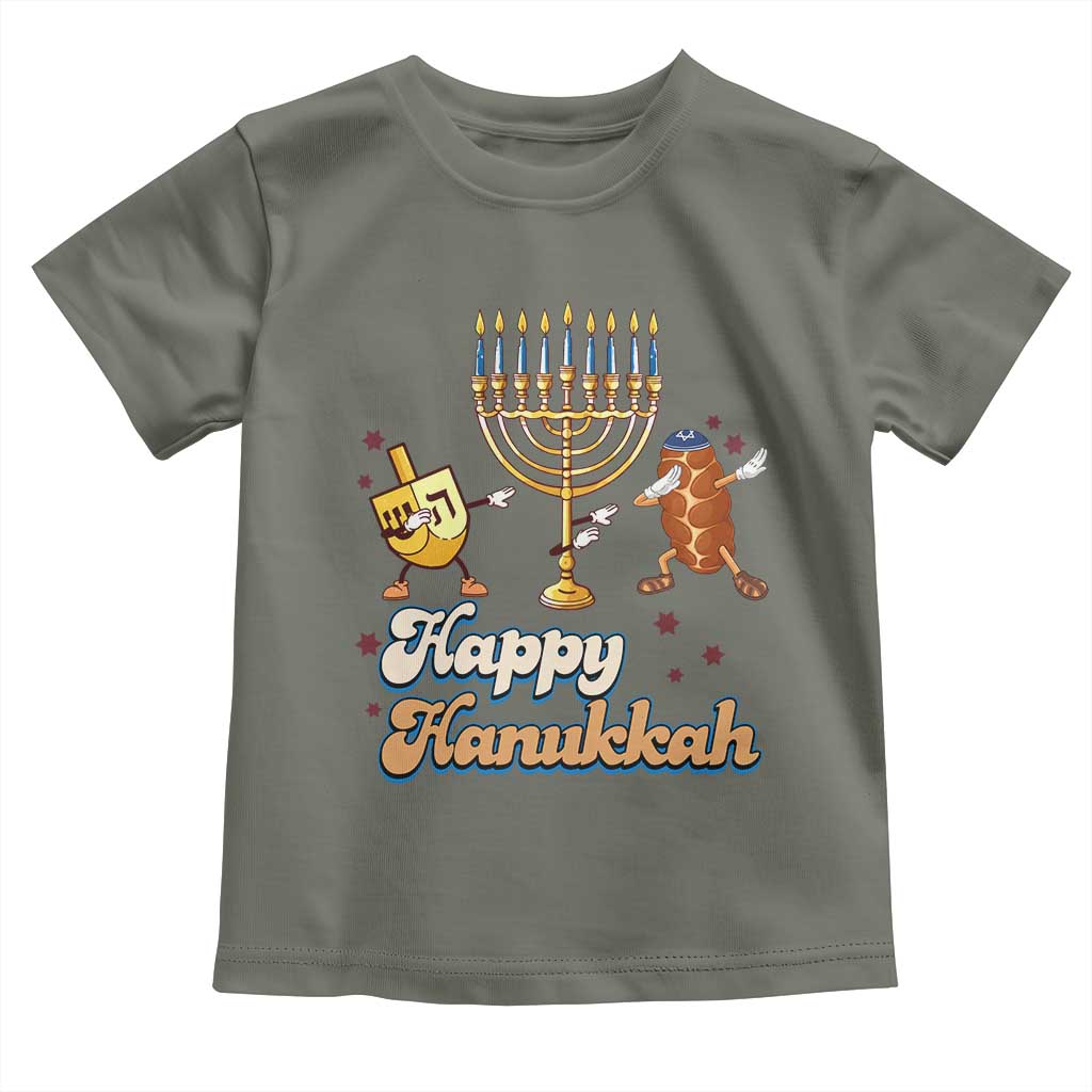 Funny Hanukkah Toddler T Shirt Dab Dreidel Menorah Challah Gift TS12 Military Green Print Your Wear