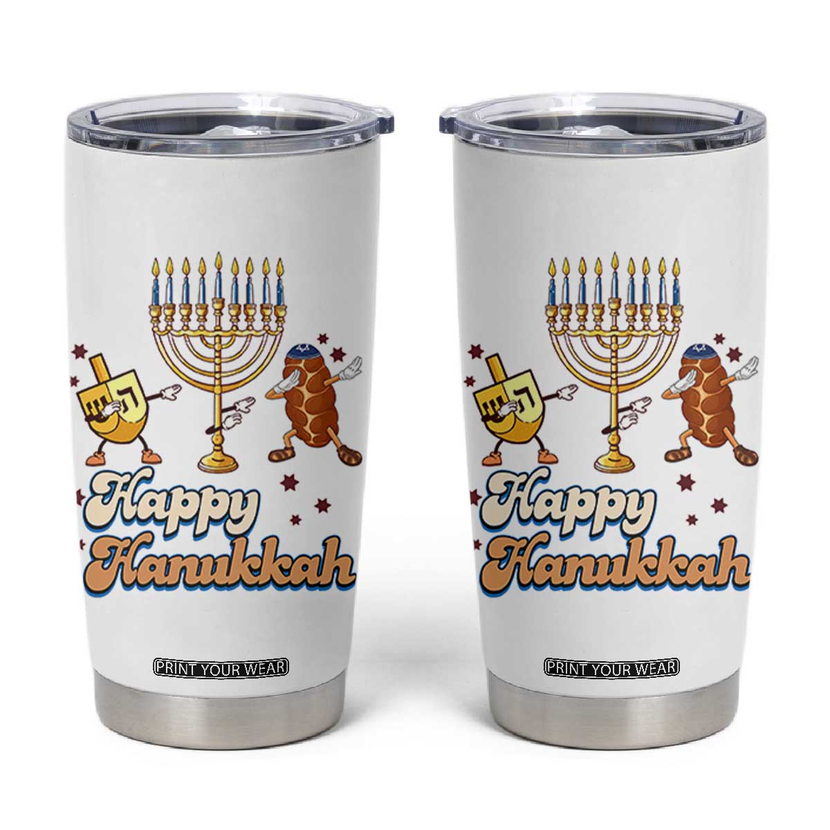Funny Hanukkah Tumbler Cup Dab Dreidel Menorah Challah Gift TS12 White Print Your Wear