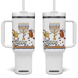 Funny Hanukkah Tumbler With Handle Dab Dreidel Menorah Challah Gift TS12 One Size: 40 oz White Print Your Wear