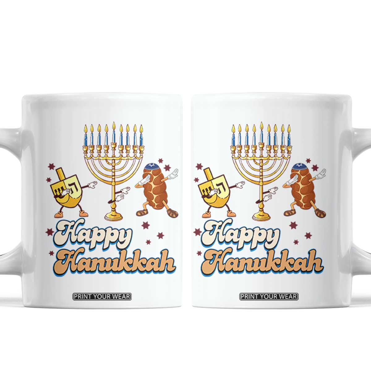 Funny Hanukkah Coffee Mug Dab Dreidel Menorah Challah Gift TS12 White Print Your Wear