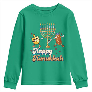 Funny Hanukkah Youth Sweatshirt Dab Dreidel Menorah Challah Gift TS12 Irish Green Print Your Wear