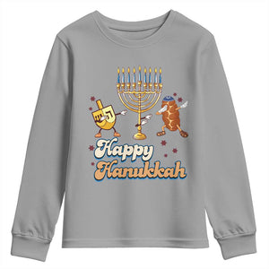 Funny Hanukkah Youth Sweatshirt Dab Dreidel Menorah Challah Gift TS12 Sport Gray Print Your Wear
