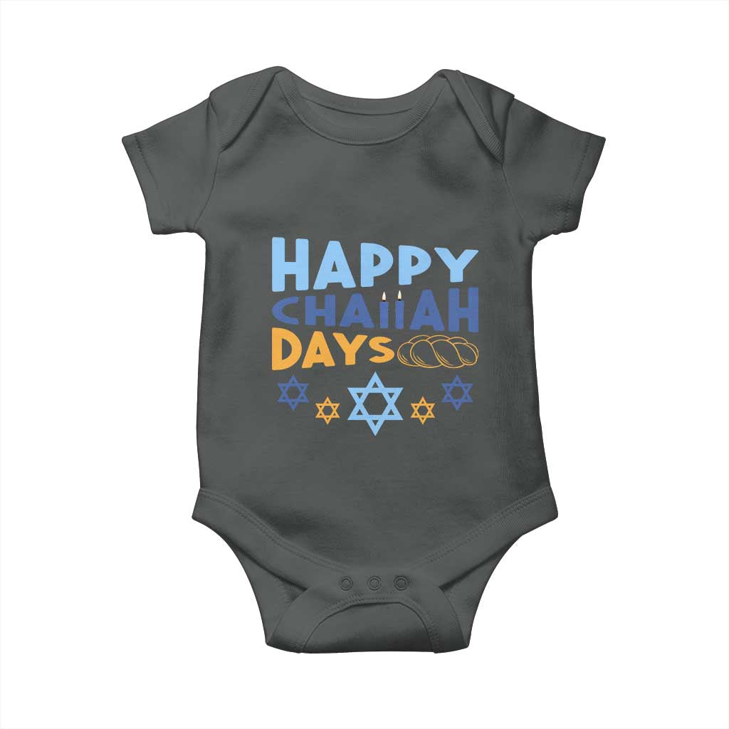 Happy Challah Days Baby Onesie Hanukkah Holiday Gift TS12 Dark Heather Print Your Wear