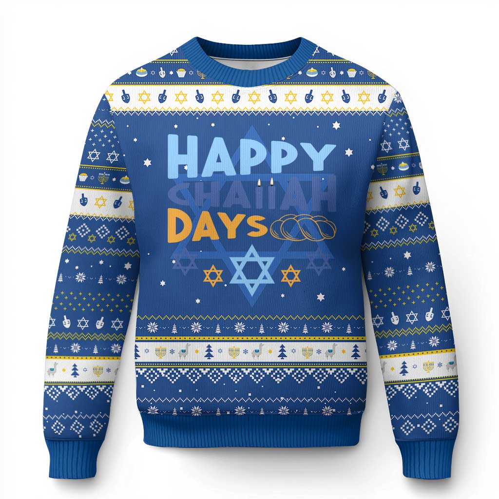 Happy Challah Days Hanukkah Ugly Sweater Chanukkah Holiday Gift TS12 Blue White Print Your Wear