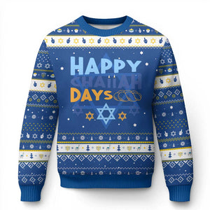 Happy Challah Days Hanukkah Ugly Sweater Chanukkah Holiday Gift TS12 Blue White Print Your Wear