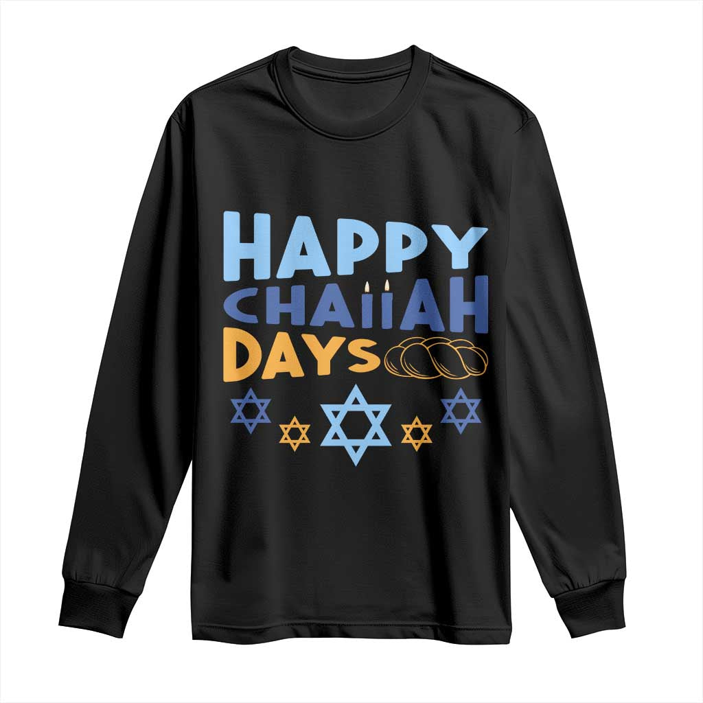 Happy Challah Days Long Sleeve Shirt Hanukkah Holiday Gift TS12 Black Print Your Wear
