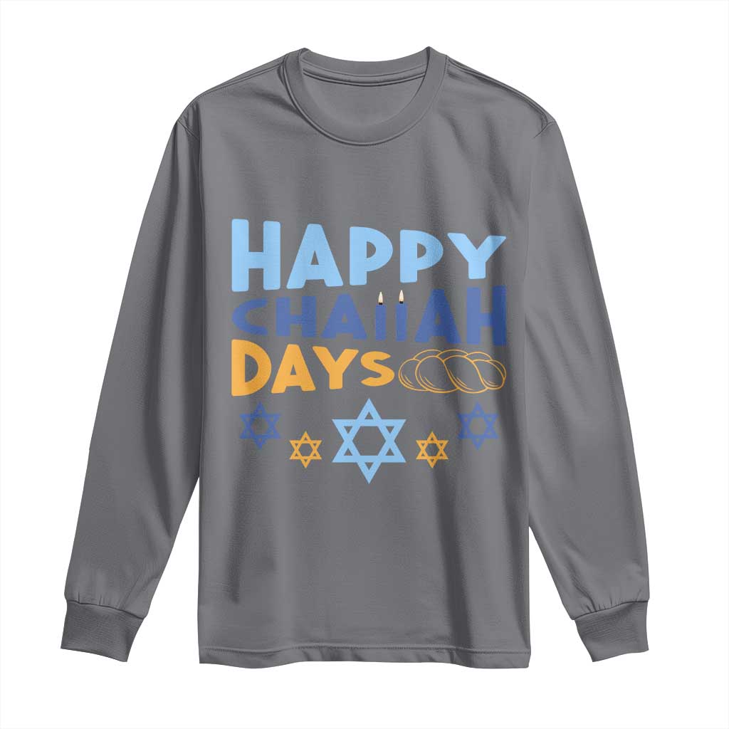 Happy Challah Days Long Sleeve Shirt Hanukkah Holiday Gift TS12 Charcoal Print Your Wear