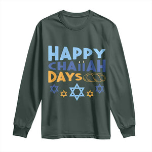 Happy Challah Days Long Sleeve Shirt Hanukkah Holiday Gift TS12 Dark Forest Green Print Your Wear