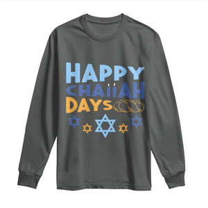 Happy Challah Days Long Sleeve Shirt Hanukkah Holiday Gift TS12 Dark Heather Print Your Wear