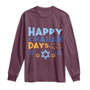 Happy Challah Days Long Sleeve Shirt Hanukkah Holiday Gift TS12 Maroon Print Your Wear