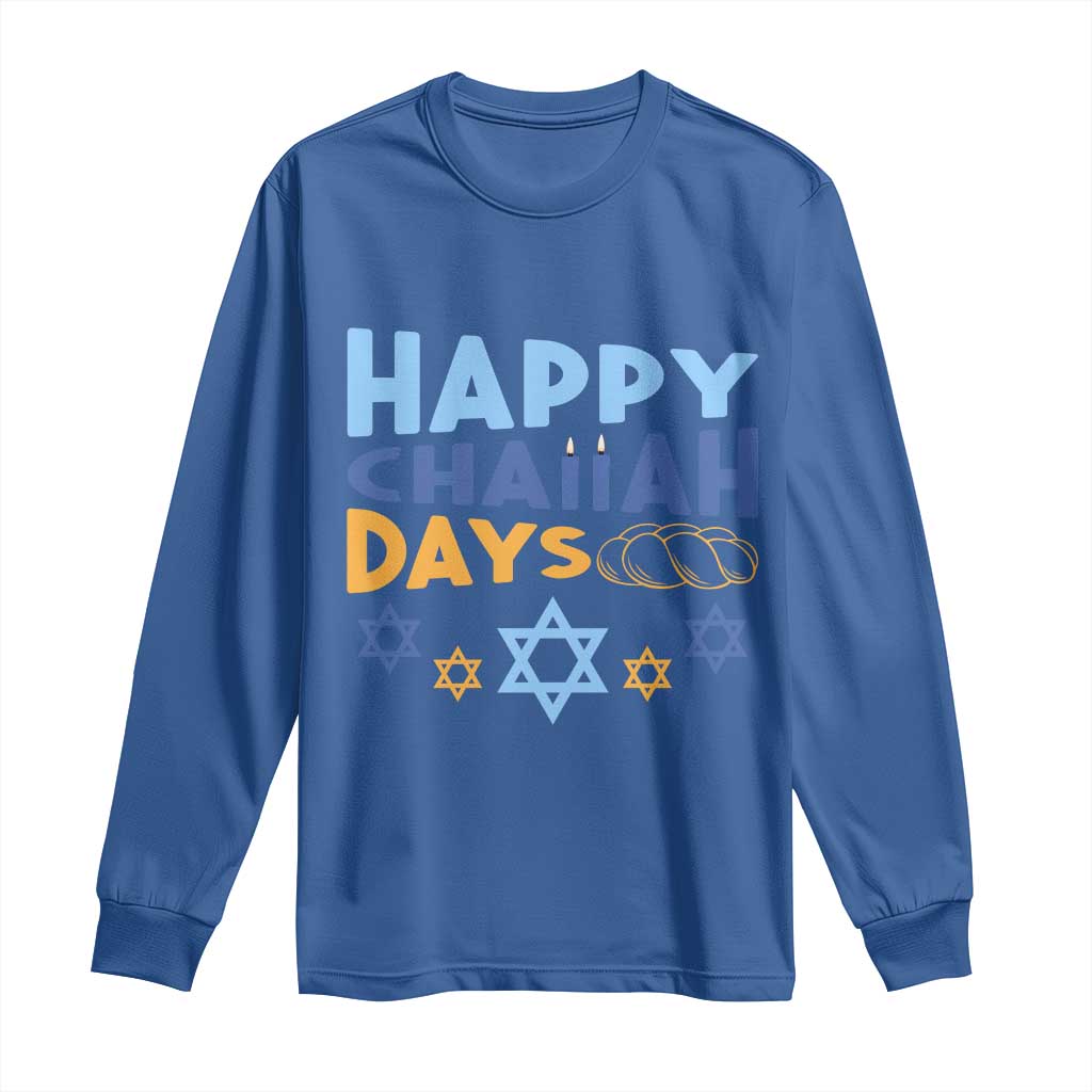 Happy Challah Days Long Sleeve Shirt Hanukkah Holiday Gift TS12 Royal Blue Print Your Wear