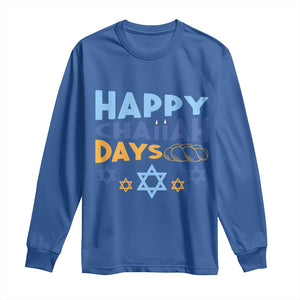 Happy Challah Days Long Sleeve Shirt Hanukkah Holiday Gift TS12 Royal Blue Print Your Wear