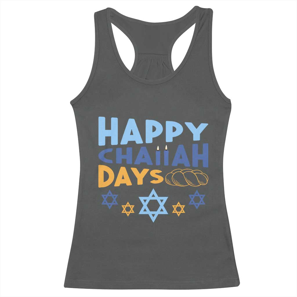 Happy Challah Days Racerback Tank Top Hanukkah Holiday Gift TS12 Dark Heather Print Your Wear