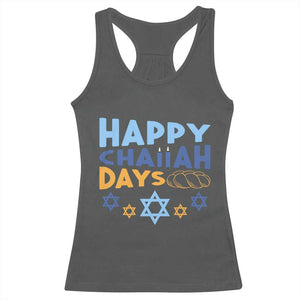 Happy Challah Days Racerback Tank Top Hanukkah Holiday Gift TS12 Dark Heather Print Your Wear