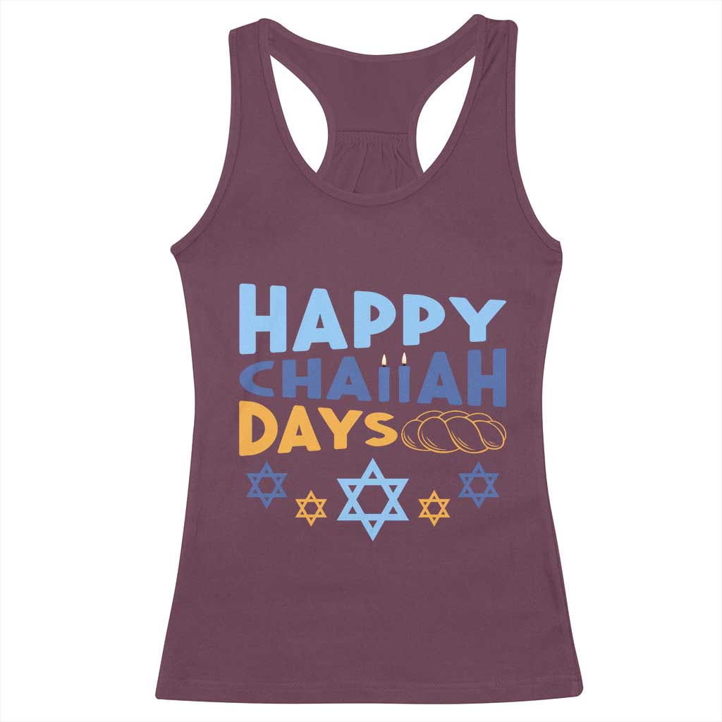 Happy Challah Days Racerback Tank Top Hanukkah Holiday Gift TS12 Maroon Print Your Wear