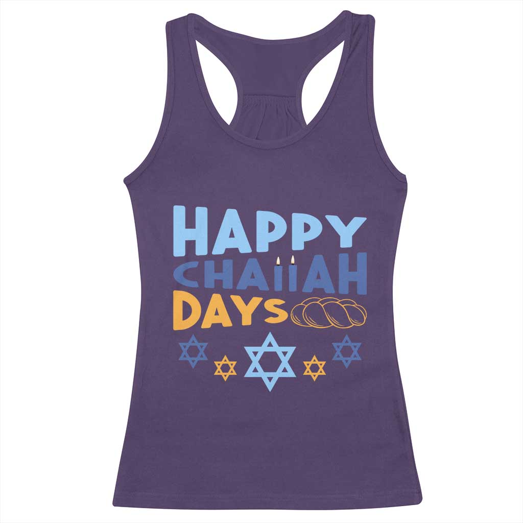 Happy Challah Days Racerback Tank Top Hanukkah Holiday Gift TS12 Purple Print Your Wear
