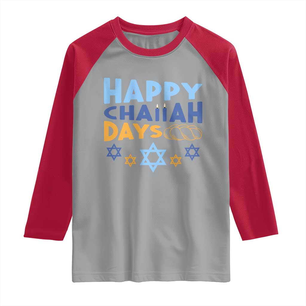 Happy Challah Days Raglan Shirt Hanukkah Holiday Gift TS12 Sport Gray Red Print Your Wear