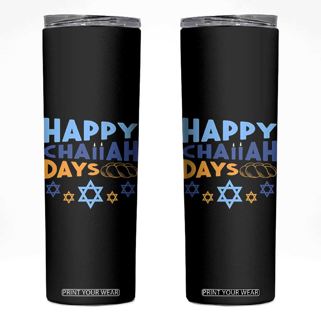 Happy Challah Days Skinny Tumbler Hanukkah Holiday Gift TS12 Black Print Your Wear