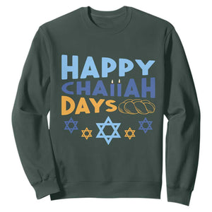 Happy Challah Days Sweatshirt Hanukkah Holiday Gift TS12 Dark Forest Green Print Your Wear