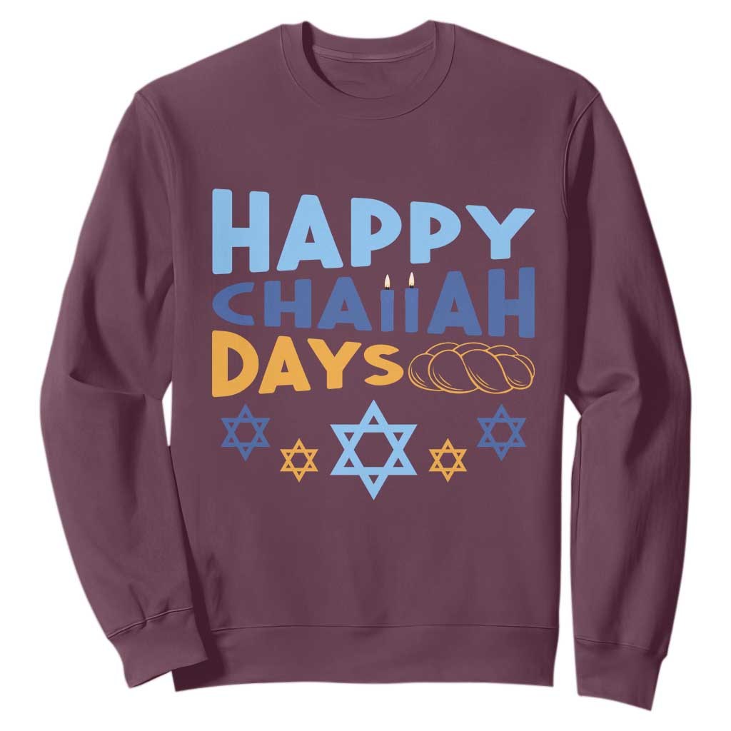 Happy Challah Days Sweatshirt Hanukkah Holiday Gift TS12 Maroon Print Your Wear