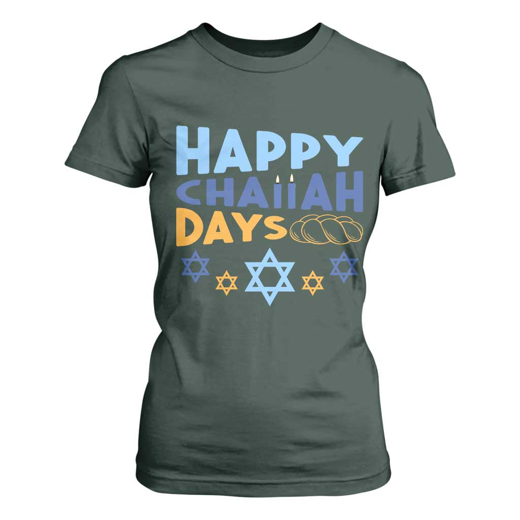 Happy Challah Days T Shirt For Women Hanukkah Holiday Gift TS12 Dark Forest Green Print Your Wear