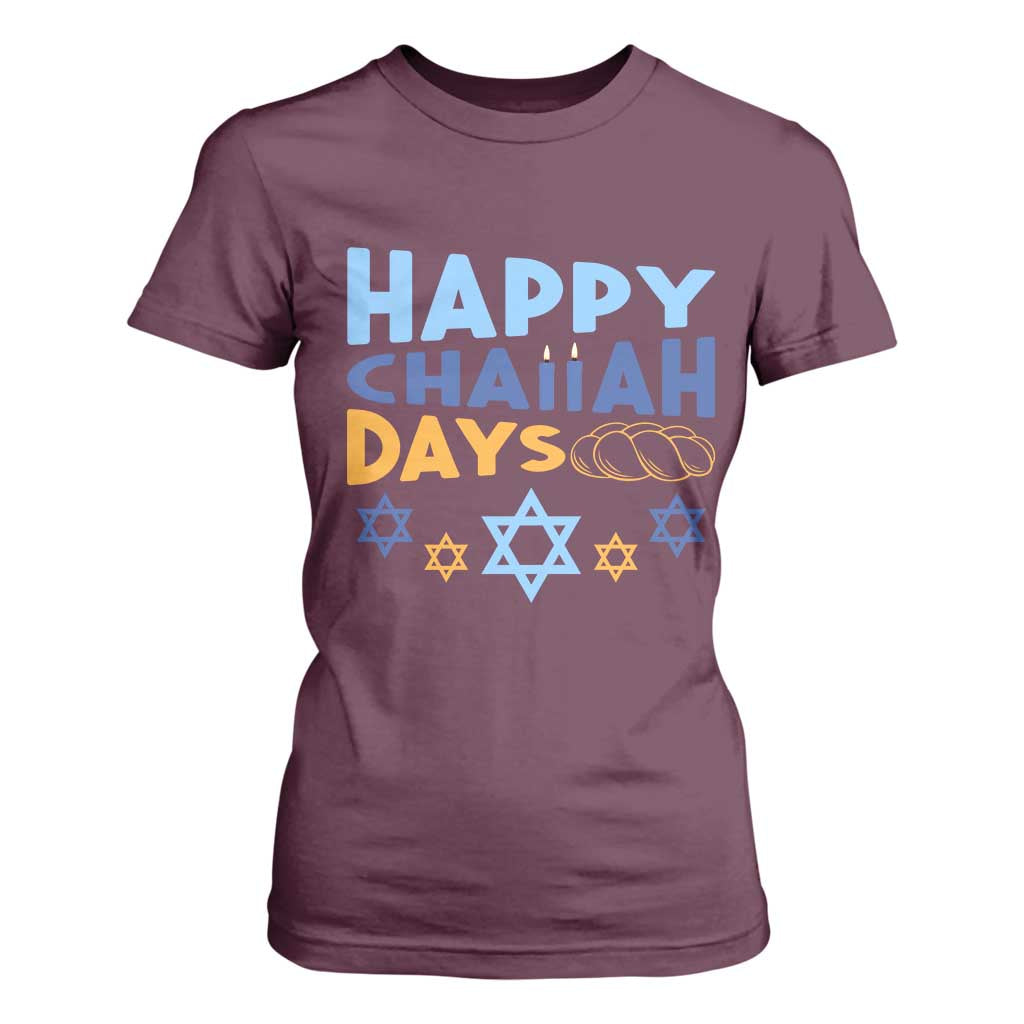 Happy Challah Days T Shirt For Women Hanukkah Holiday Gift TS12 Maroon Print Your Wear