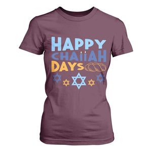 Happy Challah Days T Shirt For Women Hanukkah Holiday Gift TS12 Maroon Print Your Wear