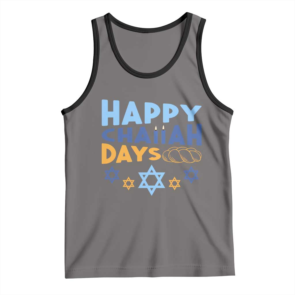 Happy Challah Days Tank Top Hanukkah Holiday Gift TS12 Deep Heather Black Print Your Wear