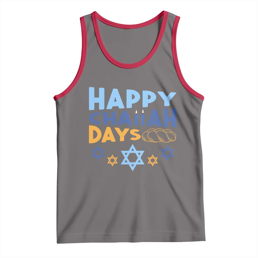 Happy Challah Days Tank Top Hanukkah Holiday Gift TS12 Deep Heather Red Print Your Wear
