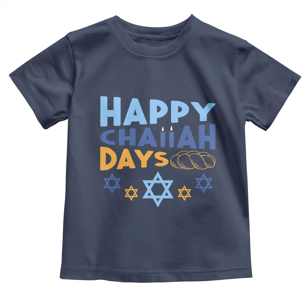Happy Challah Days Toddler T Shirt Hanukkah Holiday Gift TS12 Navy Print Your Wear