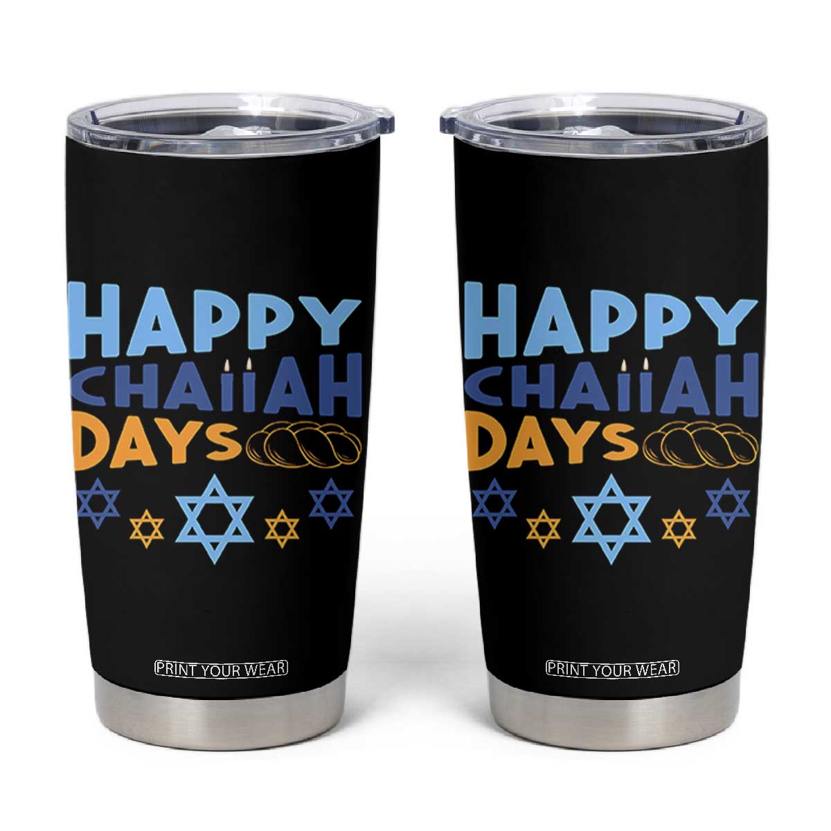 Happy Challah Days Tumbler Cup Hanukkah Holiday Gift TS12 Black Print Your Wear