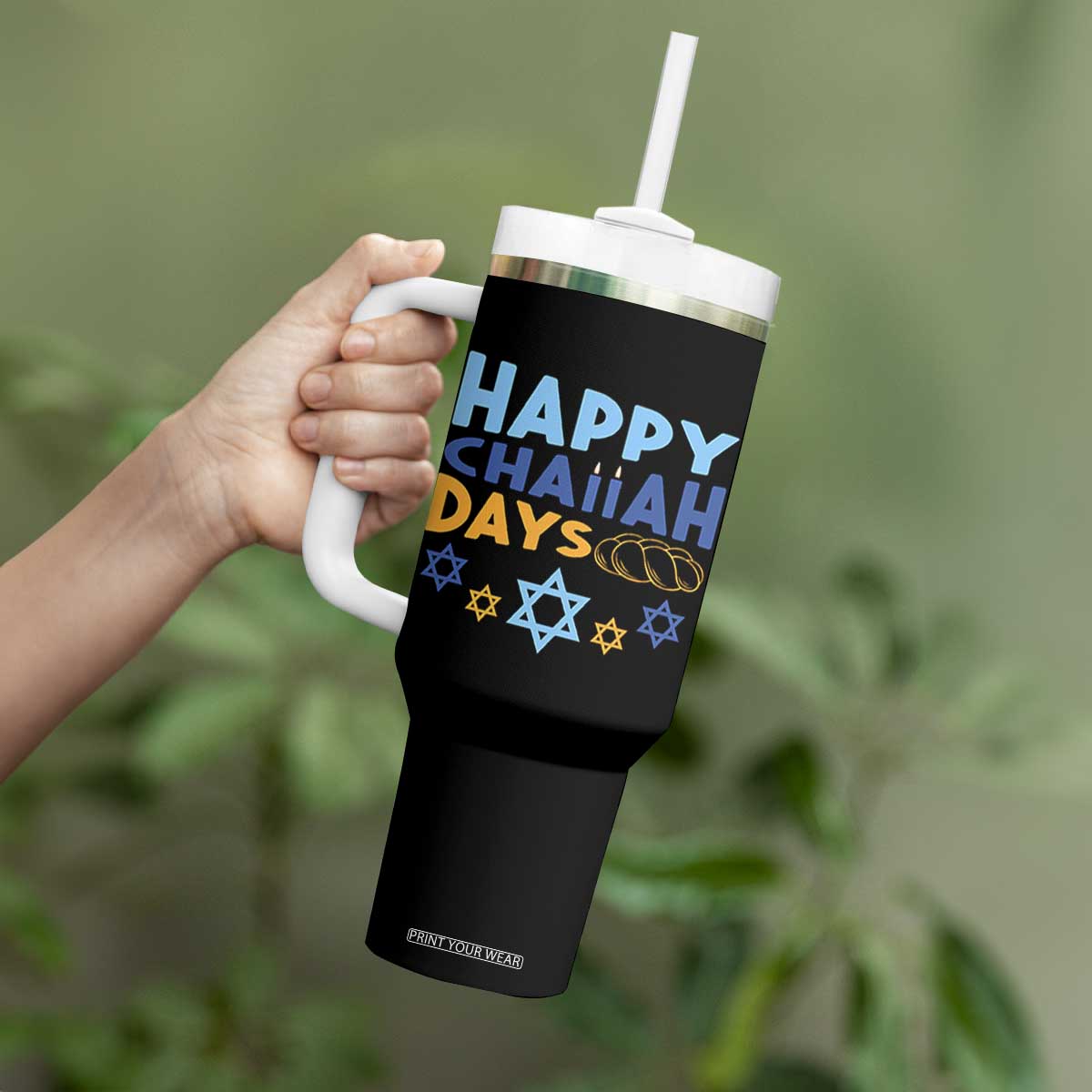 Happy Challah Days Tumbler With Handle Hanukkah Holiday Gift TS12 Print Your Wear