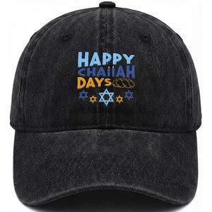 Happy Challah Days Washed Cotton Baseball Cap Hanukkah Holiday Gift TS12 Print Your Wear