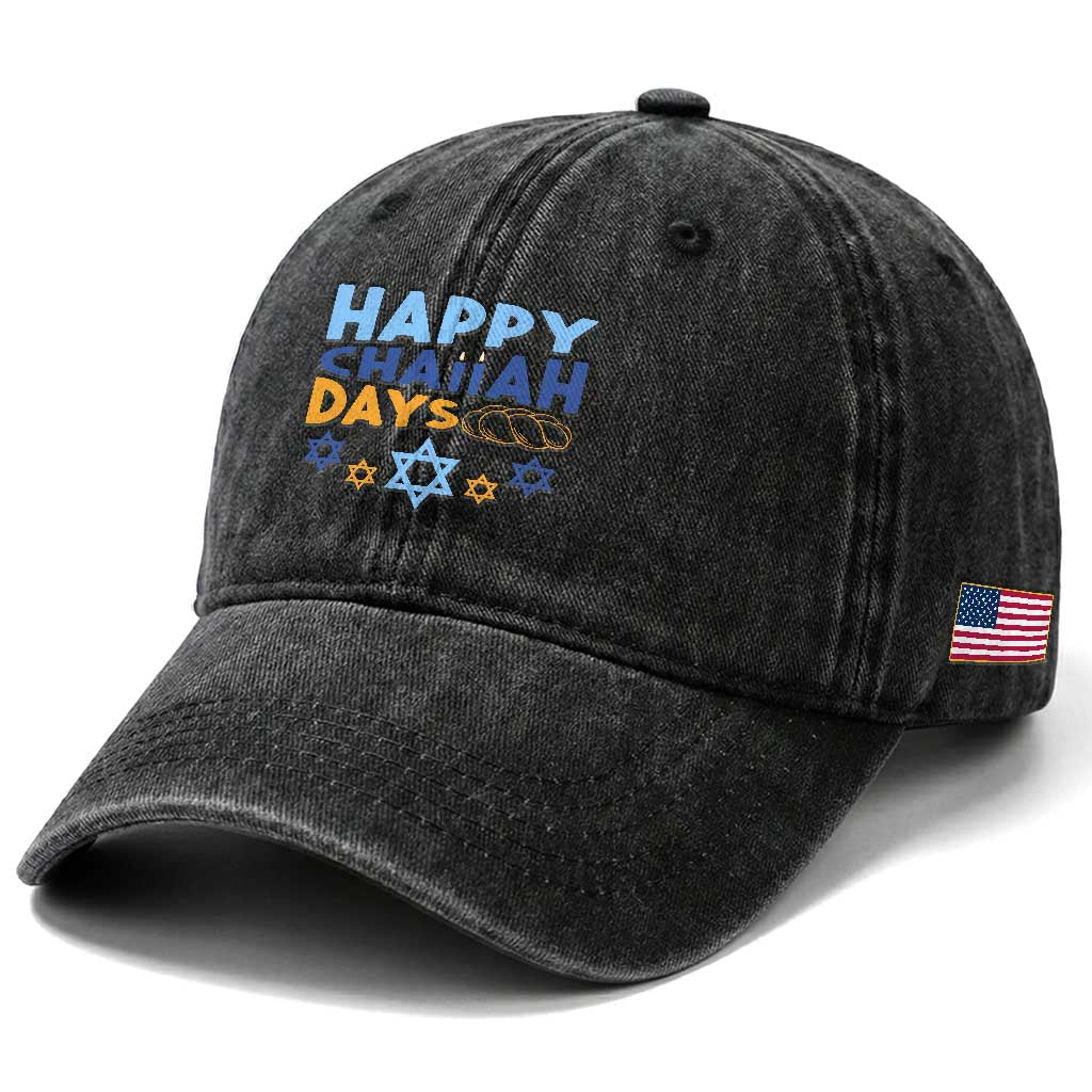 Happy Challah Days Washed Cotton Baseball Cap Hanukkah Holiday Gift TS12 Print Your Wear