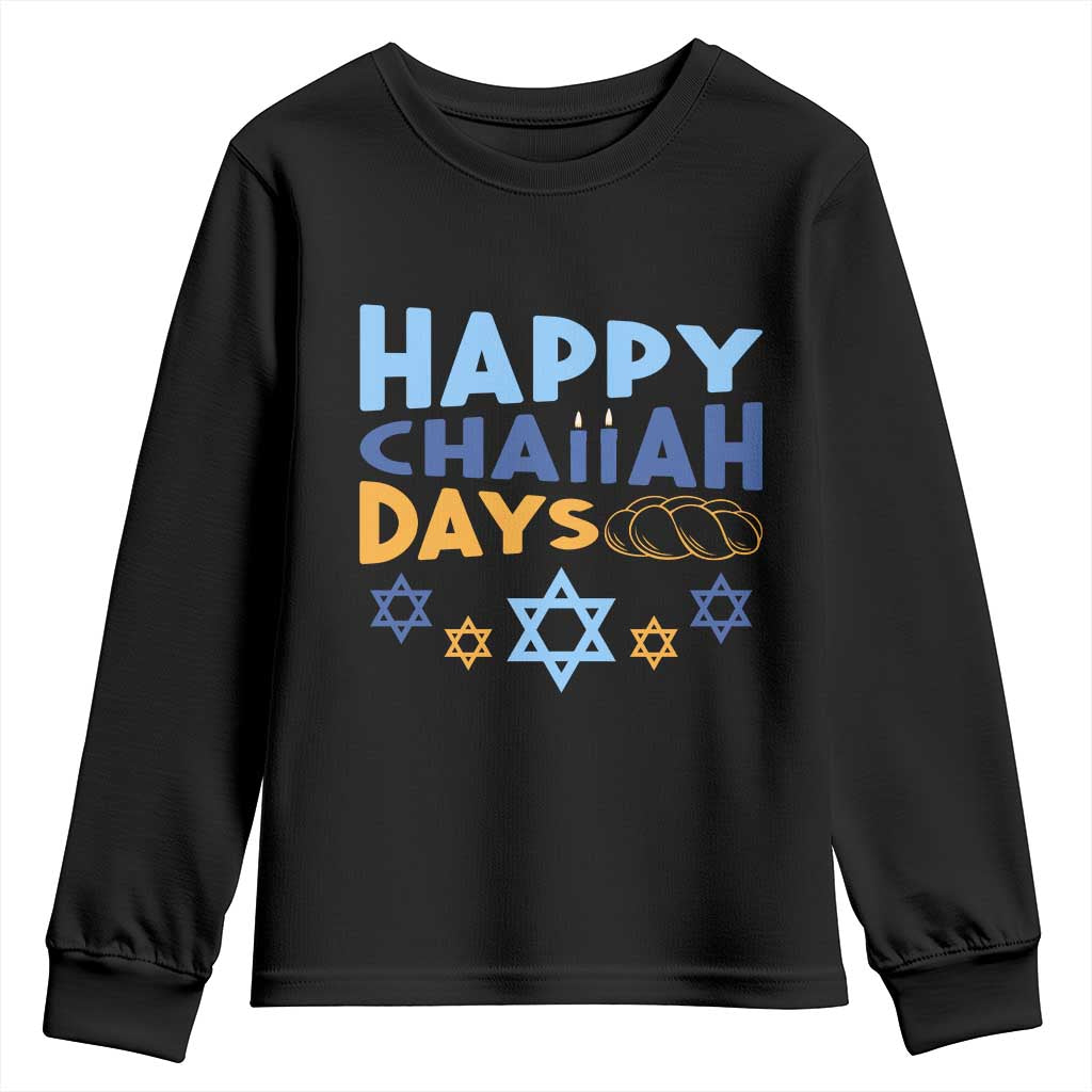 Happy Challah Days Youth Sweatshirt Hanukkah Holiday Gift TS12 Black Print Your Wear